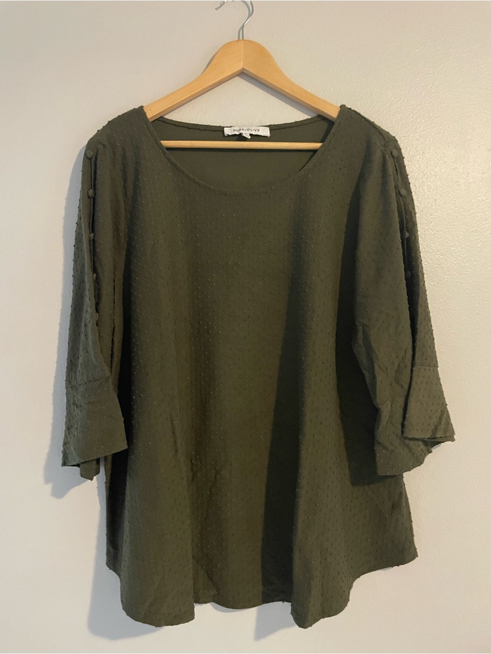 Rose & Olive Olive Green Textured Blouse